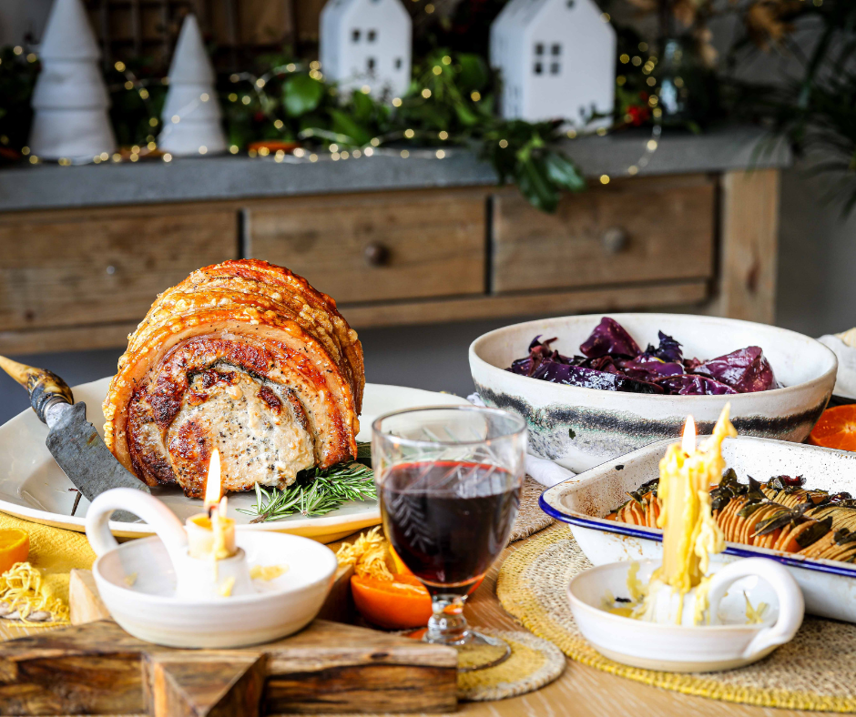 James Strawbridge's Roast Porchetta with Squash and Mulled Cider Cabbage