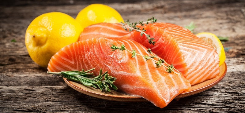 Pan-fried salmon with lemon and rocket risotto