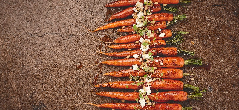 Roast carrots with sage, thyme, crispy shallots and crumbled feta